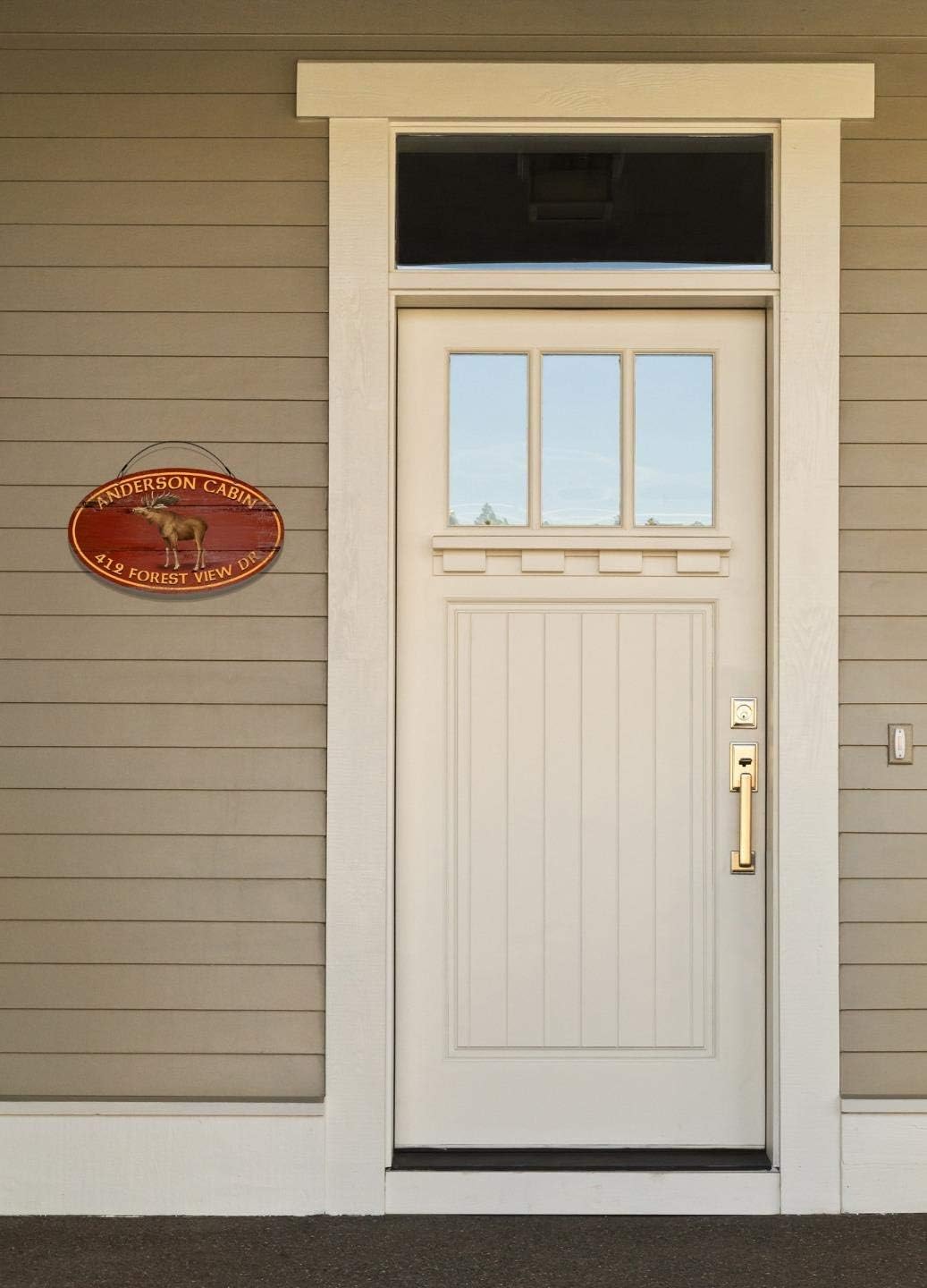 Moose Cabin Themed Home Address Small Size Welcome Sign