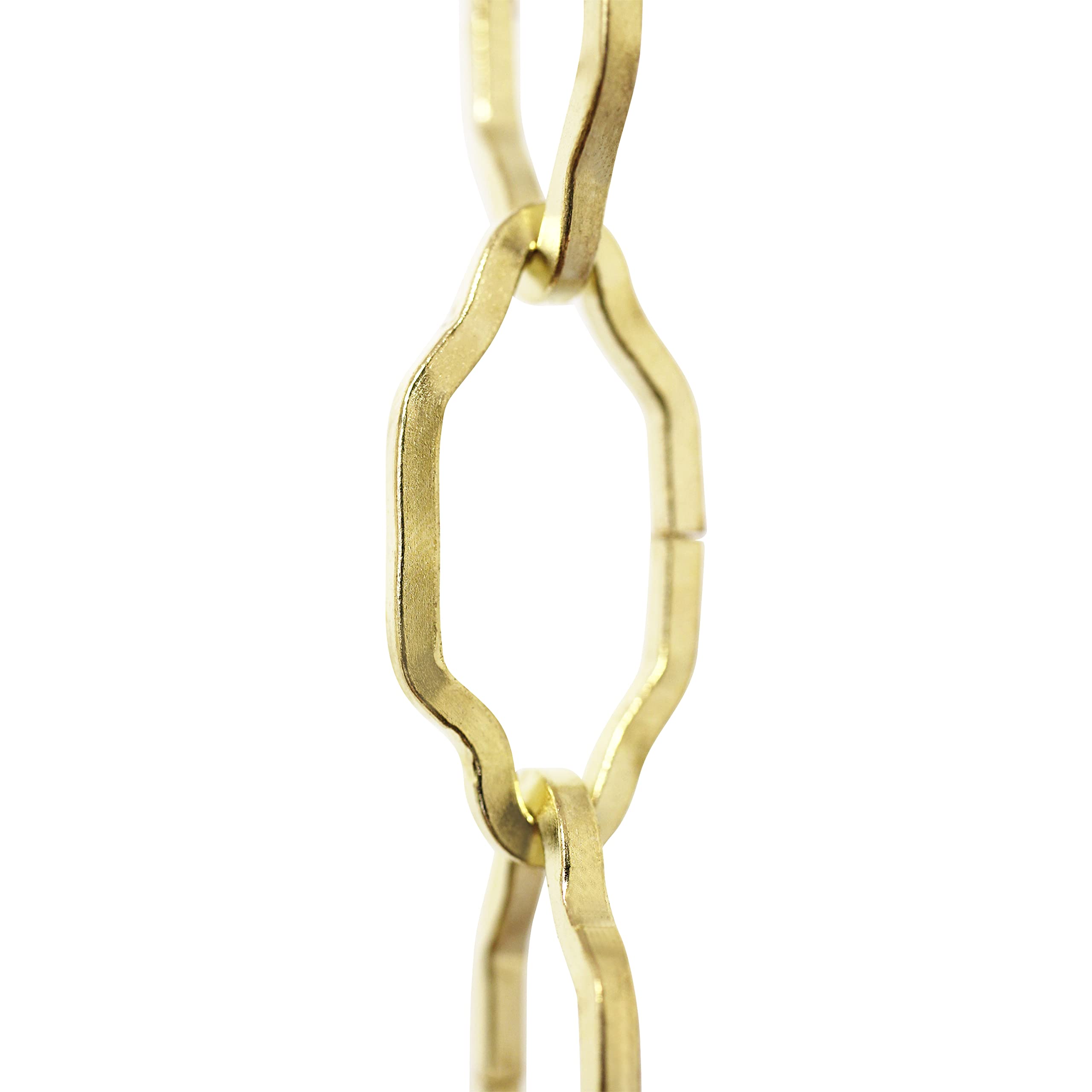 CH-S57-30-PB-10 |12 Gauge Decorative Solid Steel Motif Link Fixture Chain | 10 Foot Increments |Polished Brass Finish