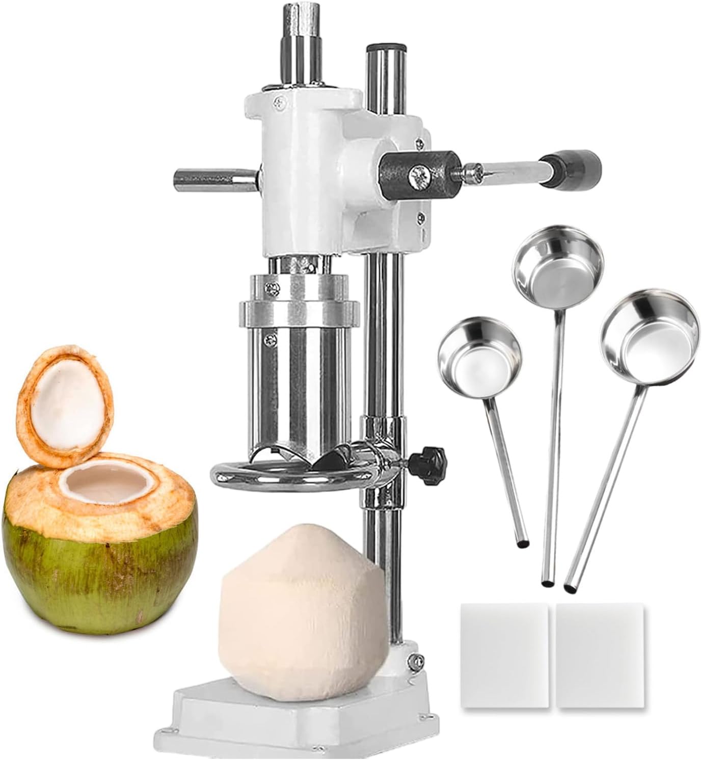 Manual Coconut Opener & Shelling Machine | Coconut Hole Opener Tool Includes Stainless Steel Bracket & Casting Base | Hand Press Driller Opener for Tender/Young/Green Coconut