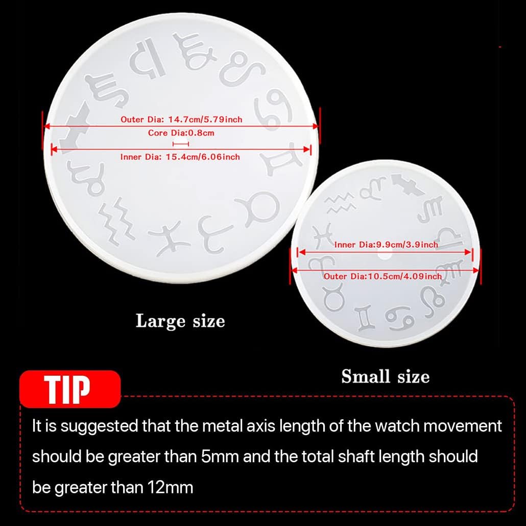 iSuperb 4pcs Resin Molds Clock Roman Numerals Constellation Silicone Mold Handmade DIY Epoxy Silicone Resin Molds for Jewelry Making Tools (4pcs Large)