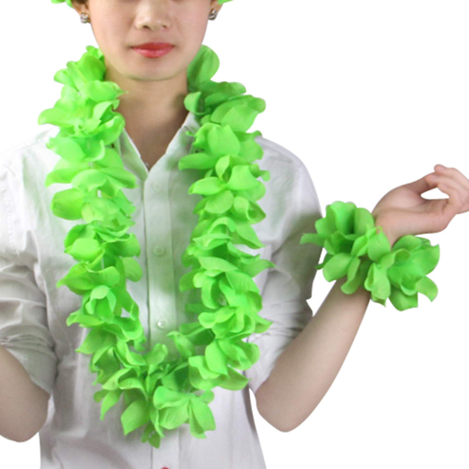 4 braccialetti hawaiani Leis Luau tropicali con corona di fiori e corone per occhiali, da donna, collane floreali, bracciali, occhiali da sole, copricapo per vacanze estive, spiaggia, piscina, feste,
