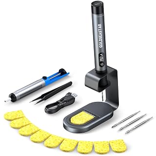Cordless Soldering Iron Kit - 7s Fast Heating & Auto Sleep, Portable USB-C Rechargeable Welding Pen with 3 Tips (392°F/200°C to 842°F/450°C) for Electronics Repair/DIY/Circuit Board, Gunmental - Amazon product rated Grade A