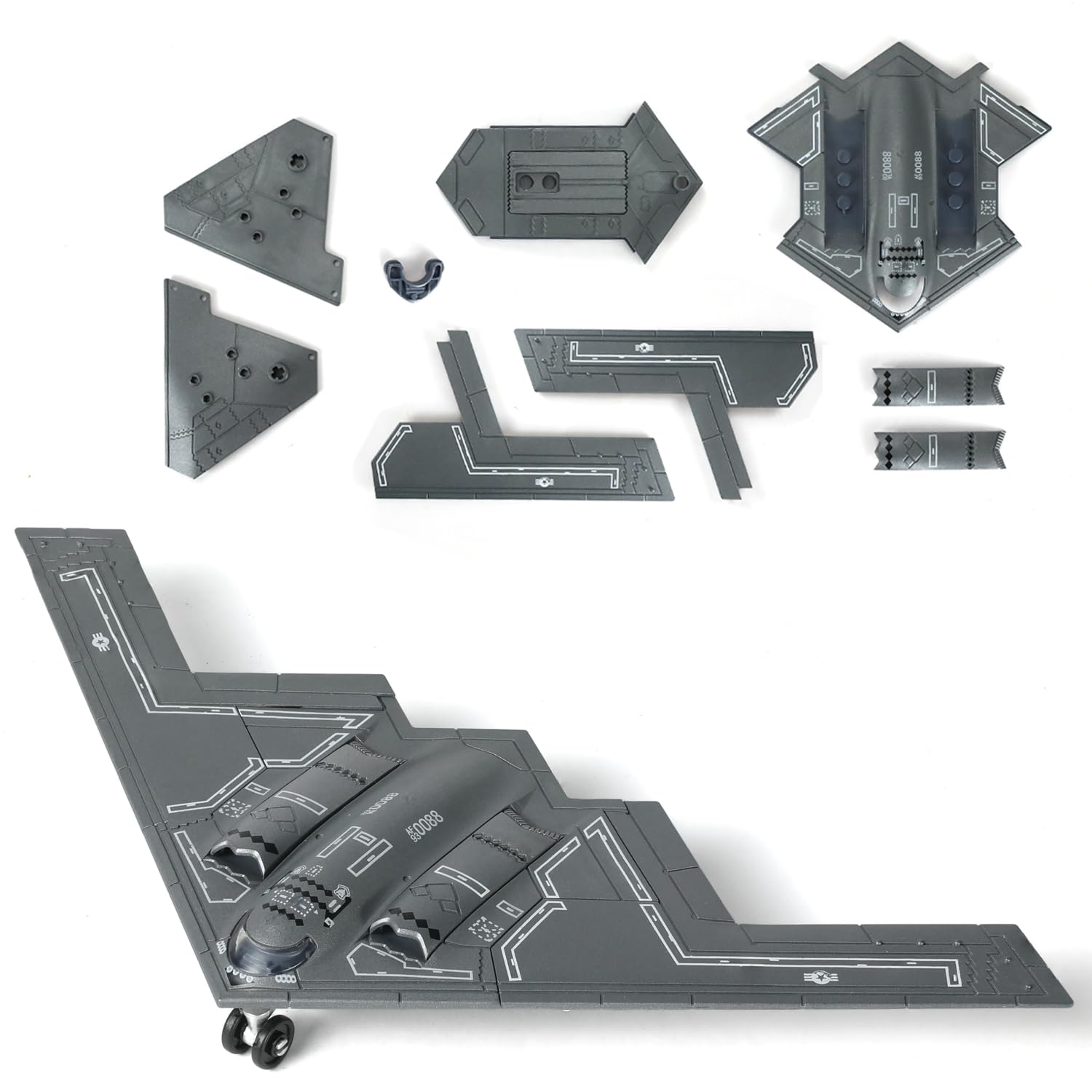 1/200 Scale B-2 Spirit Military Aircraft Toy Quick Build Model USAF Stealth Strategic Heavy Bomber Plastic Building Airplane Model Kit Gift for Adults and Kids (20 Pieces)