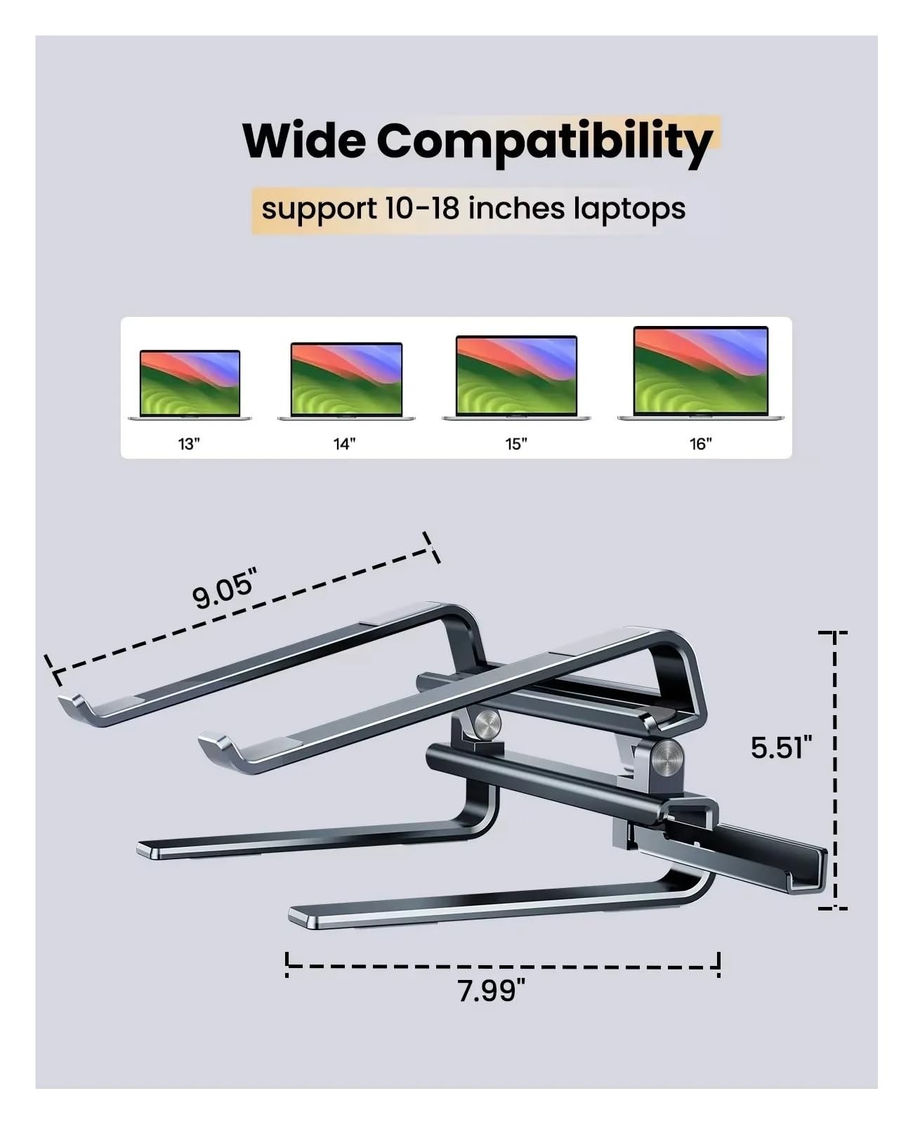Soporte Aluminio Ajustable for Portátil 12-17"