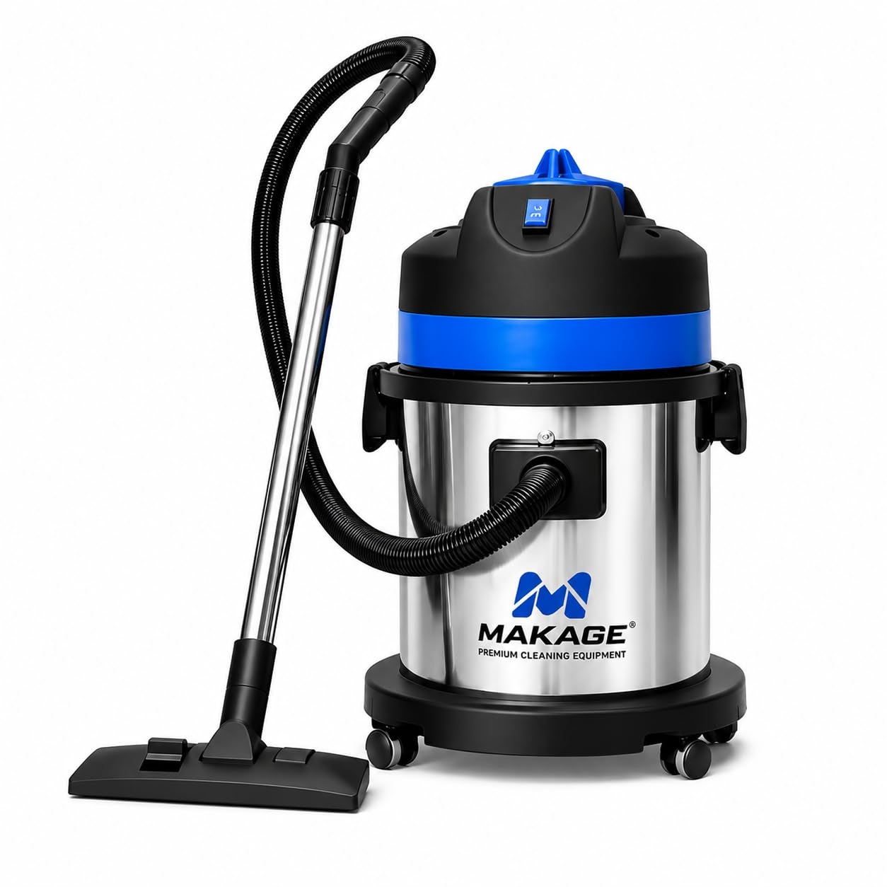 MAKAGE Wet & Dry Vacuum Cleaner 1200W | Heavy Duty Stainless Steel Tank | Powerful Suction | 7.2m Long Cable | Commercial & Industrial Cleaning Machine (Blue Black, 15 Liter)-image-37