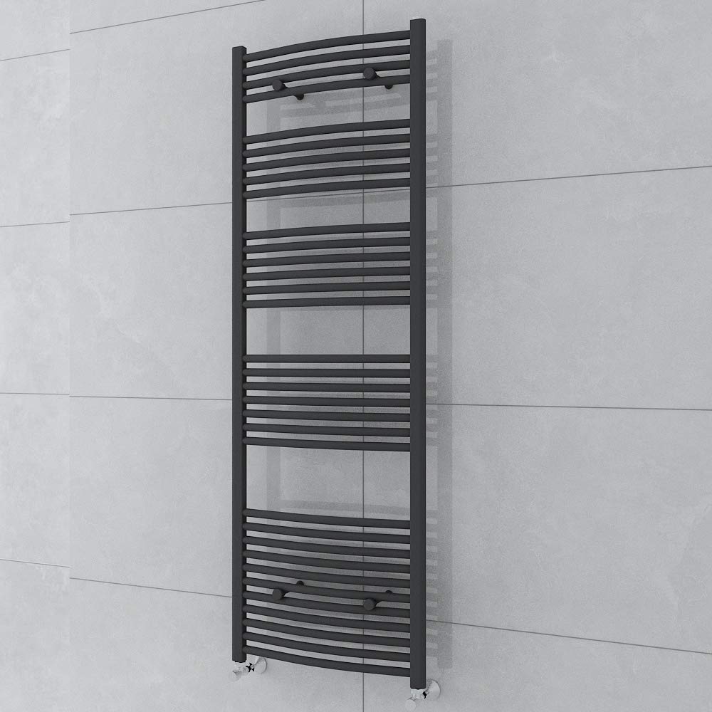 Warmehaus Curved Towel Radiator 1800 X 600Mm Grey Contemporary Bathroom Towel Rail