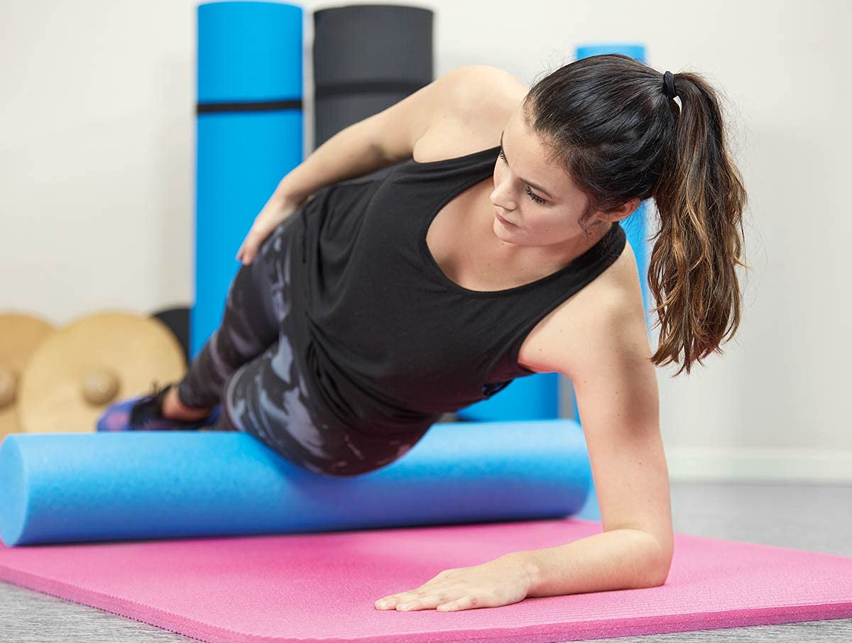 NMC Pilatesrolle blau 90x15cm Pilates Yogarolle Gymnastik Fitness Foam Rolle Comfy
