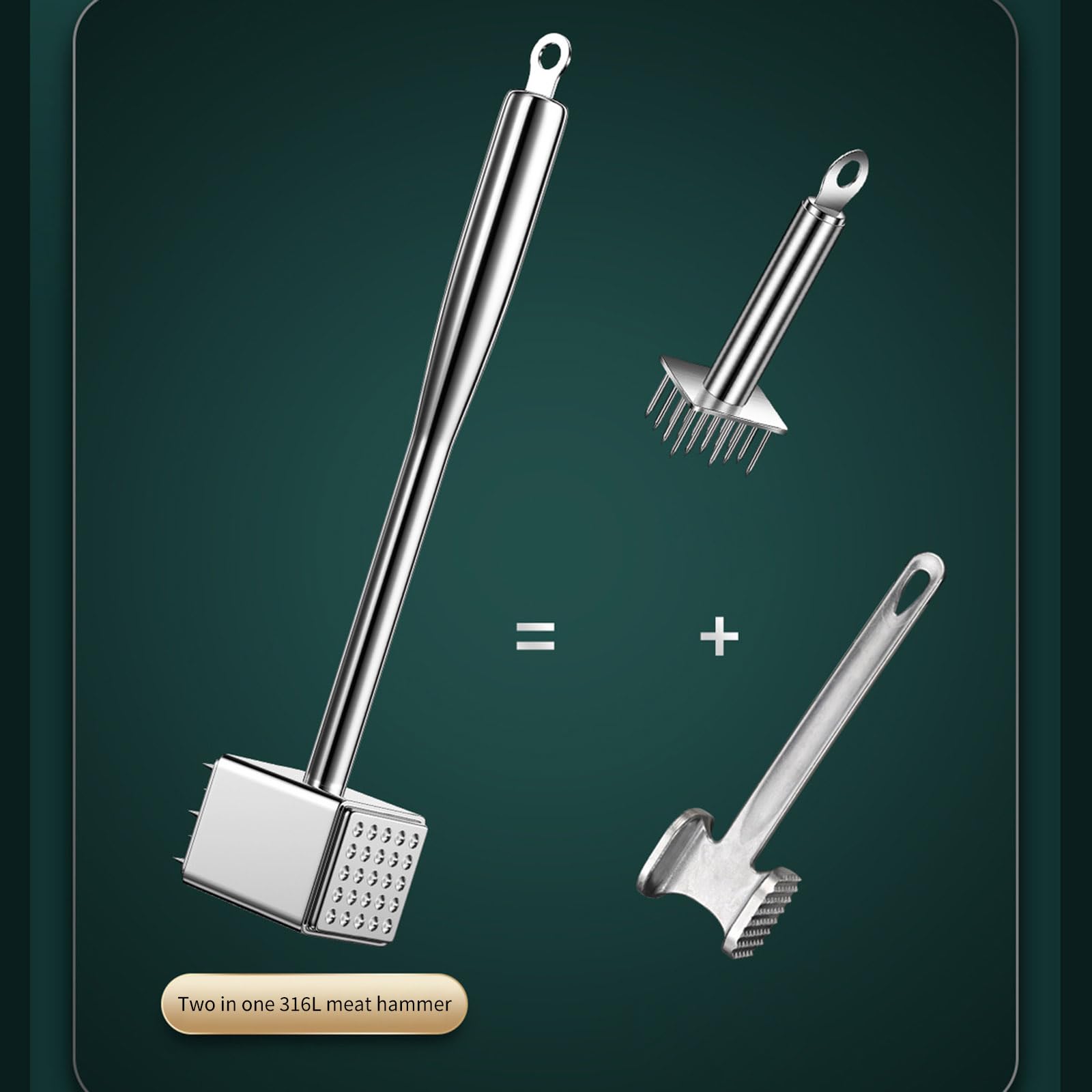 Fleischhammer aus Edelstahl 316 mit bequemem für Steak und Hühnerfleischklopfer Hammer Kochzubehör Ergonomischer Fleischklopfer
