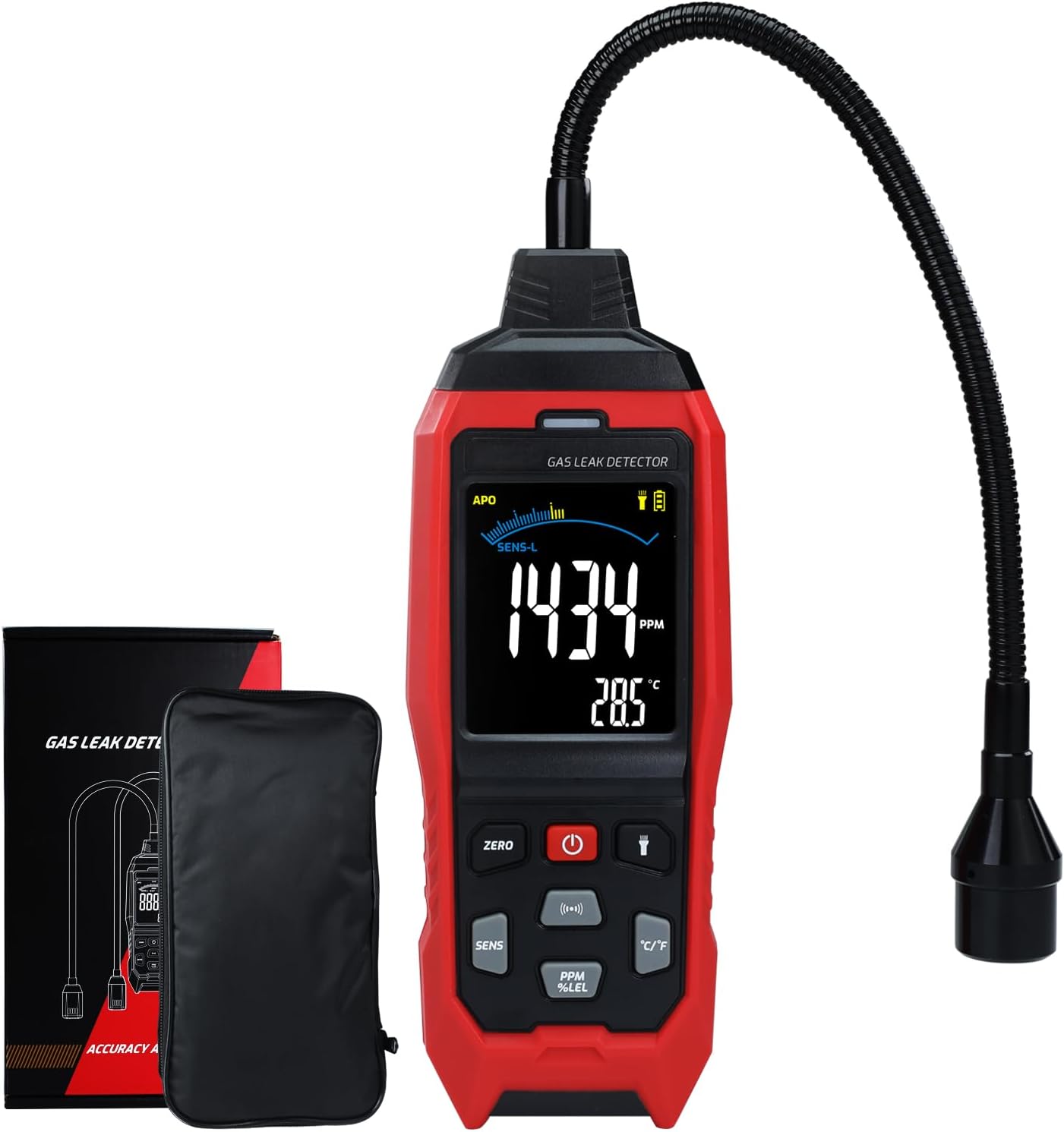 Advanced Handheld Natural Gas Leak Detector with Gooseneck Probe Audible/Light Alert Combustible Gas Sniffer Methane Propane Gas Leak Detection for Professional, RV and Home Use