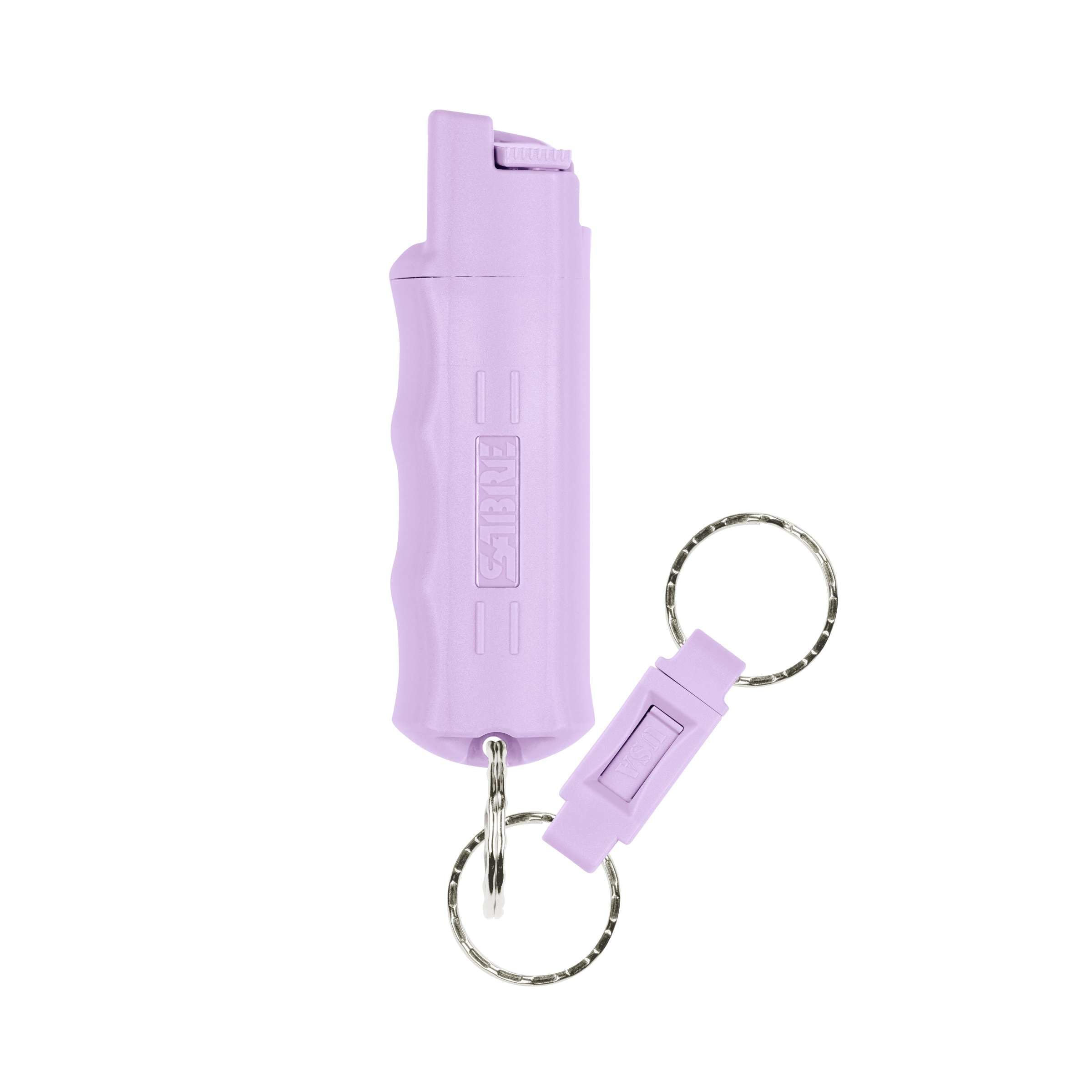 Sabre Pepper Spray with Quick Release Keychain for Self Defense – Maximum Police Strength OC Spray with UV Marking Dye, Twist Lock Safety, Finger Grip, 10‑Second Spray, 14‑ft Range, Made in USA