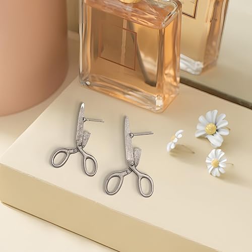 Miniatura 4 de Aretes de tijera vintage creativos para un estilo único y regalos navideños para mujer, Acero aleado, No es una piedra preciosa