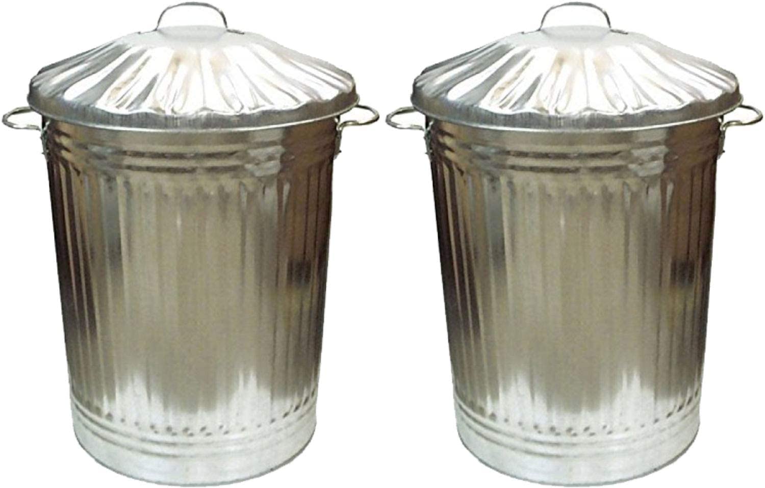 Trendi® 2 x Large 90L Litre Galvanised Steel Metal Bin With Lid