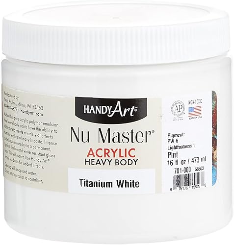 Handy Art Nu Master - Pintura acrílica de cuerpo pesado, 16 onzas, color blanco titanio