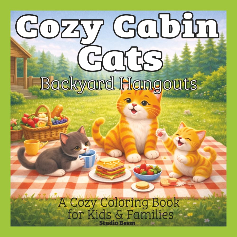 Cozy Cabin Cats — Cozy Backyard Hangouts — A Coloring Book: A Cute and Relaxing Coloring Book Featuring Cozy Backyard Scenes, Adorable Cats, and Fun Outdoor Hangout Moments