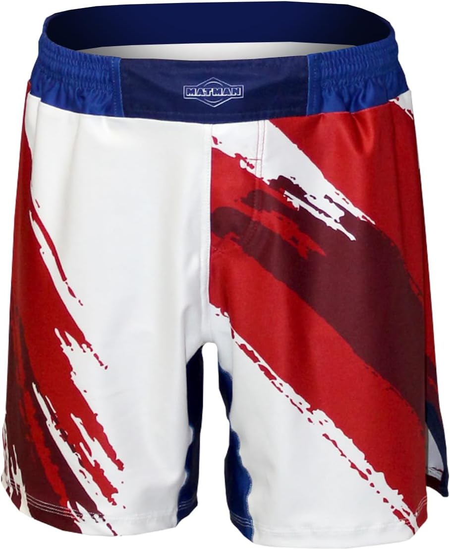 Matman USA The U.S.A. Series Unisex MMA - BJJ - Wrestling 4-Way Stretch Fight Shorts - Made in The U.S.A.