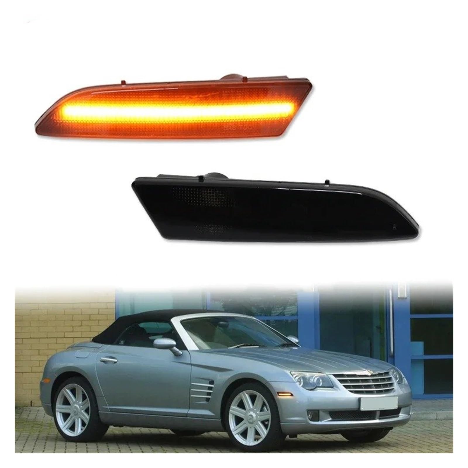 Lampada Specchietto Retrovisore 2 Pezzi Ambra Giallo Anteriore Luci Posizione LED Paraurti Anteriore Gruppo Lampada Indicatore Direzione 12V T10 Per Chrysler Per Crossfire 2004-2008 Auto Segnale Lam