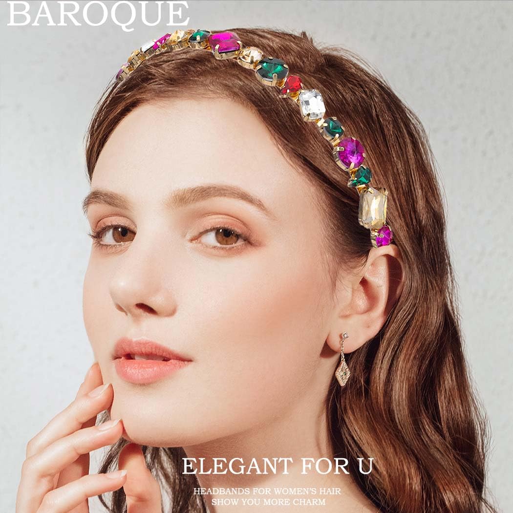 Jeweled Baroque Headband Gold New Jeweled Headband, Golden Headpiece Jewelry, Baroque Headband  main image 2