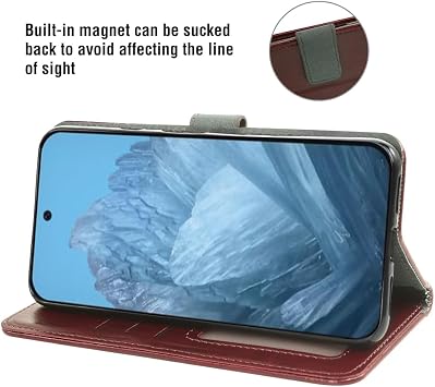 Google Pixel 9 Pro XL ウォレットケース 強化ガラススクリーンプロテクターとレザーフリップカバー カードホルダー スタンド 携帯電話アクセサリー 携帯電話ケース Pixel9 9Pro 9ProXL Nine レディース メンズ ブラウン