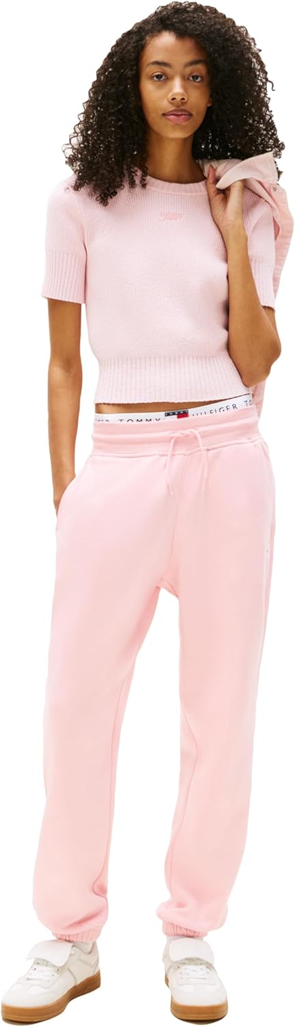 Tommy Jeans Womens Relaxed Script Logo Jogger Sweatpants, with Drawstring Ties - Image 3
