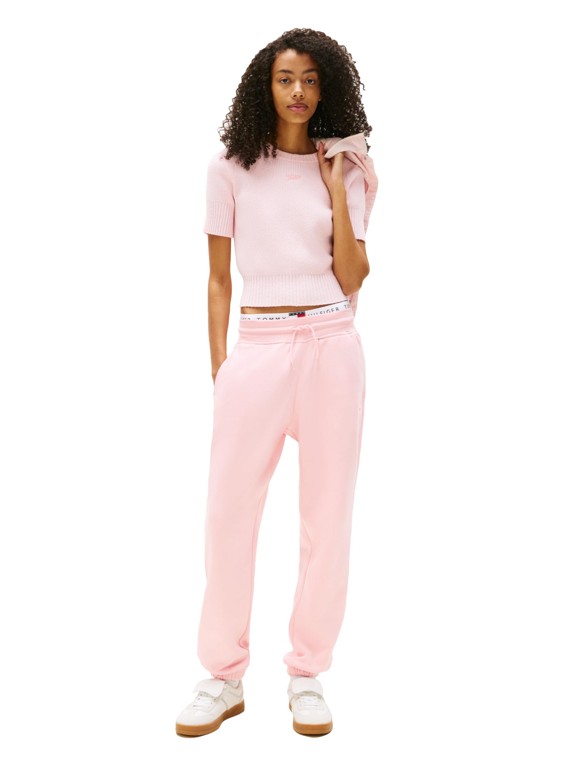 Tommy Jeans Damen Trainingshose Relaxed Script Logo Jogger Sweatpants, with Drawstring Ties