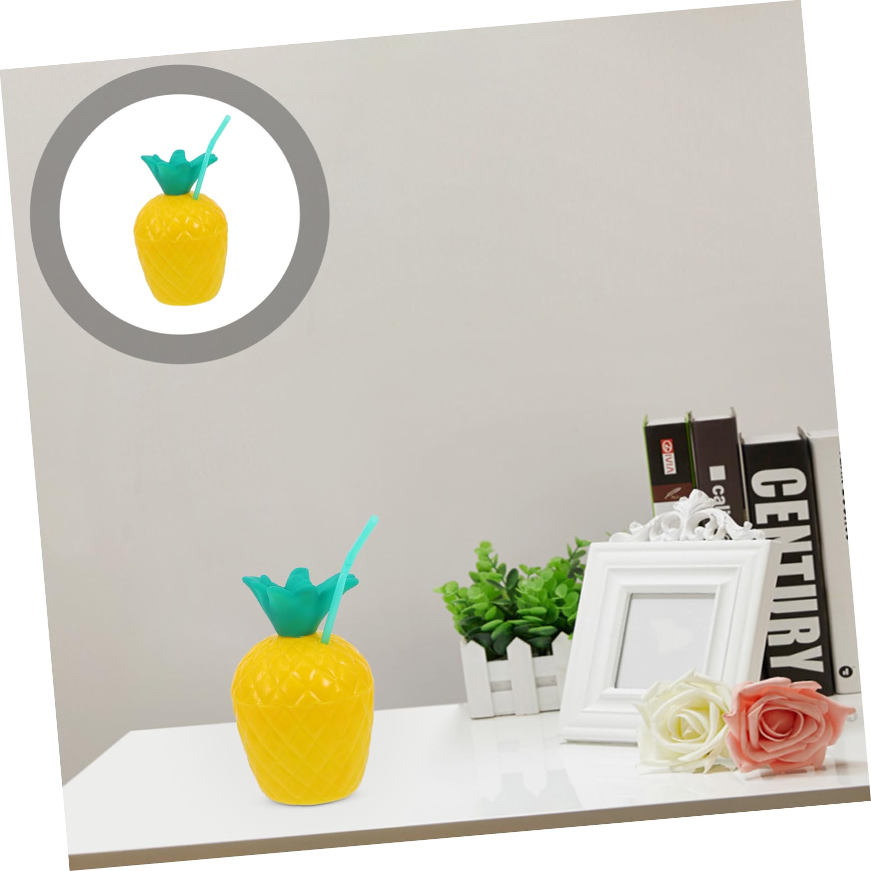 PRETYZOOM Drink Cup Fruit Modeling Cup Luau Party Favors Desktop Pineapple Cup Pineapple Straw Cup Pineapple Cups Party Juice Cup Fruit Cups Large Capacity Drinking Cup re-usable