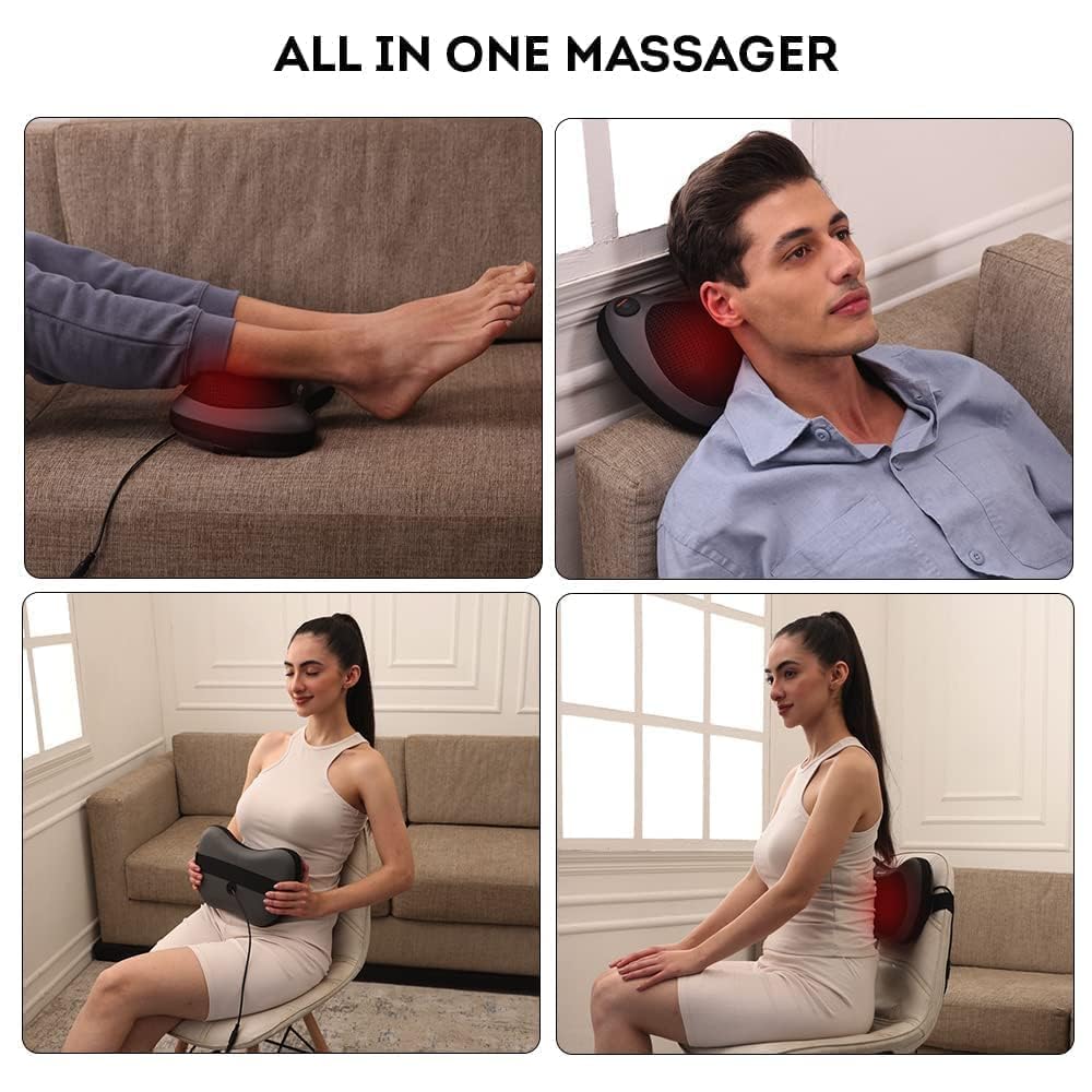 Back Massager with Heat, Shiatsu Back and Neck Massager with Deep Tissue Kneading Electric Neck Massage Pillow for Back Neck Shoulders Legs Foot Muscle Pain Relief for Home Car Office-E - Image 5 thumbnail