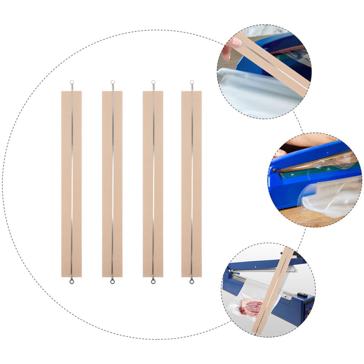 Housoutil 4 Pezzi Strisce Riscaldanti per Macchina Sigillatrice, Parti Semplici da Installare Tessuto Alta Temperatura, Leggeri e Resistenti per Uso Professionale