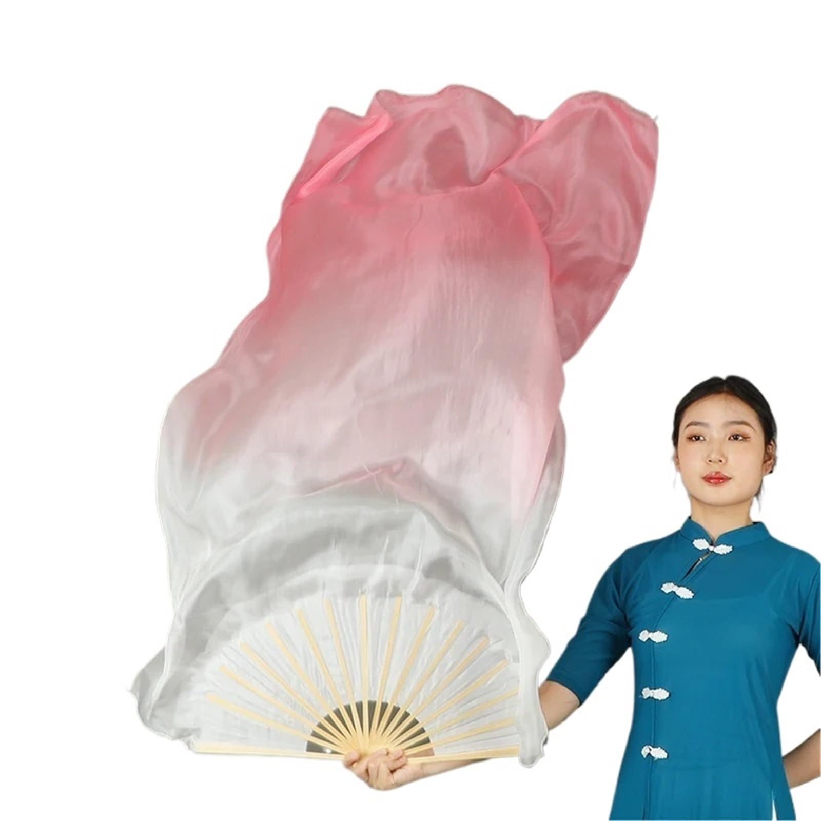 Generico Fan Veils Danza del Ventre,Fan Veils Veli a ventaglio in pura seta naturale tinta for costumi e accessori da danza del ventre donna, 180 cm