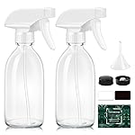 Tecohouse Glass Spray Bottle 8 oz, Clear Small Empty Refillable Sprayer Container with Labels, Funnel, Lids, Graduated Pipettes - Handheld Size