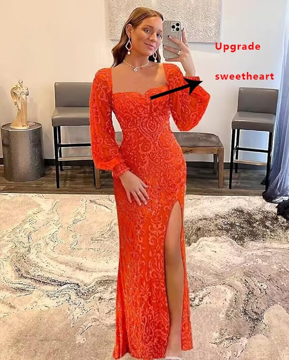 Women Long Sleeve Sequin Prom Dresses Sparkly Mermaid Long Formal Evening Party Gowns2