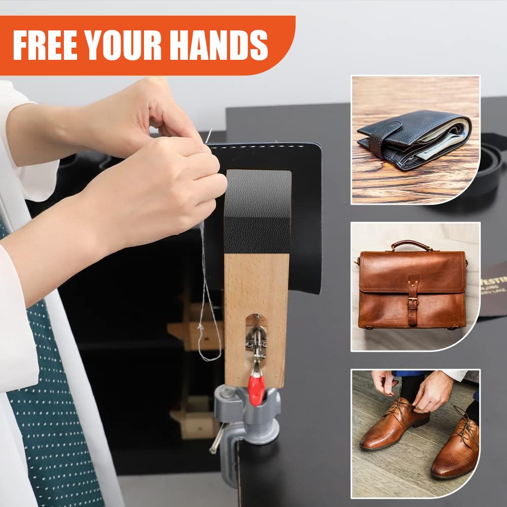 FASTTOBUY Pony de Costura de Cuero para Costura a Mano (Pony Giratorio Universal)
