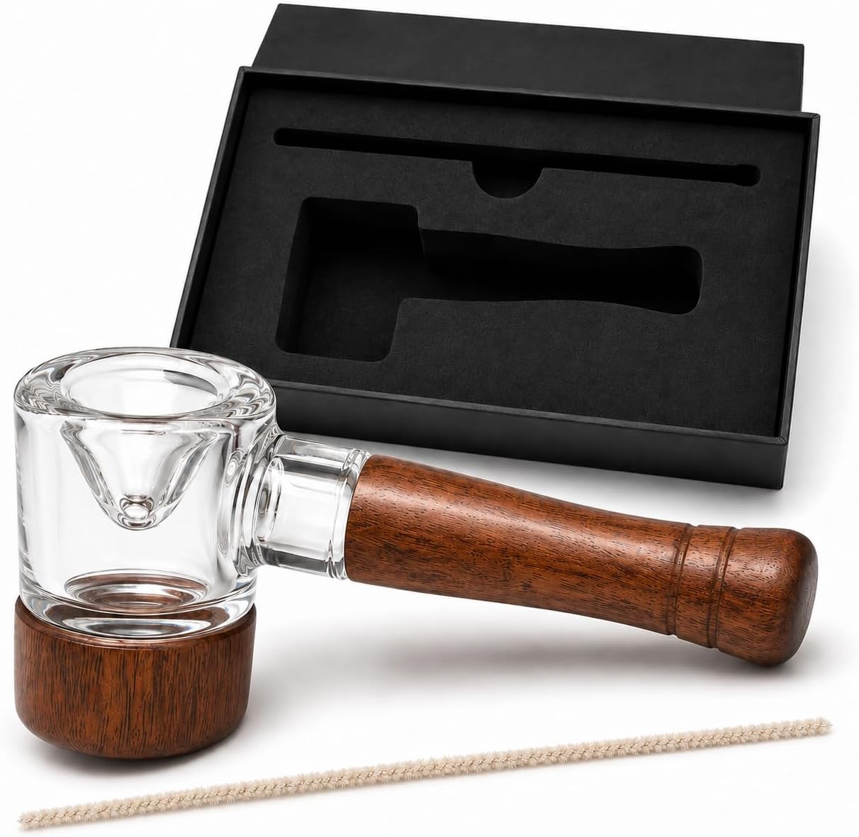 MANHOS Collectible Handmade Smoking Pipe Set, Detachable Walnut Handle Tobacco Pipe - Includes Accessories and Premium Black Gift Box