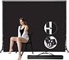 360° Movable Background Stand with Wheels, Foldable Non-Reflective Black Backdrop for Product Photography, Portrait Photography, Parties, Studio Shoots, Video Production (7x10FT)