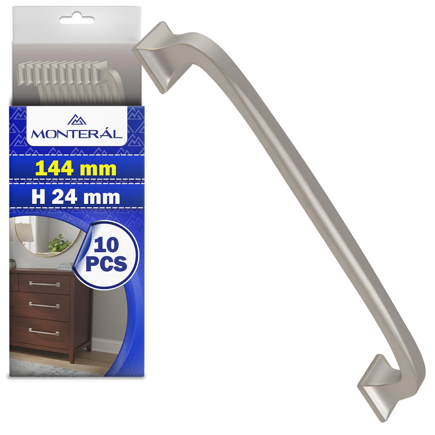 Tirador cocina MONTERAL 128 mm en aleación ZnAl color satinado pack de 10 piezas
