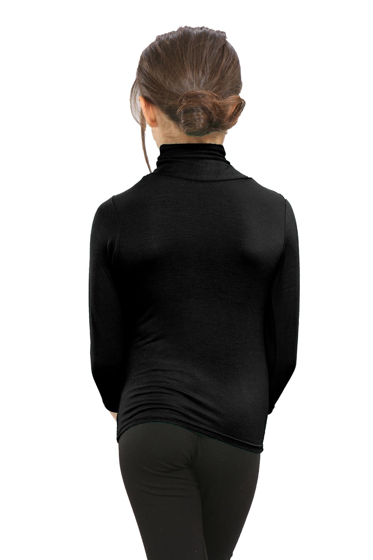 Polo haut à manches longues et col roulé pour enfants - Pour filles et garçons - Uni