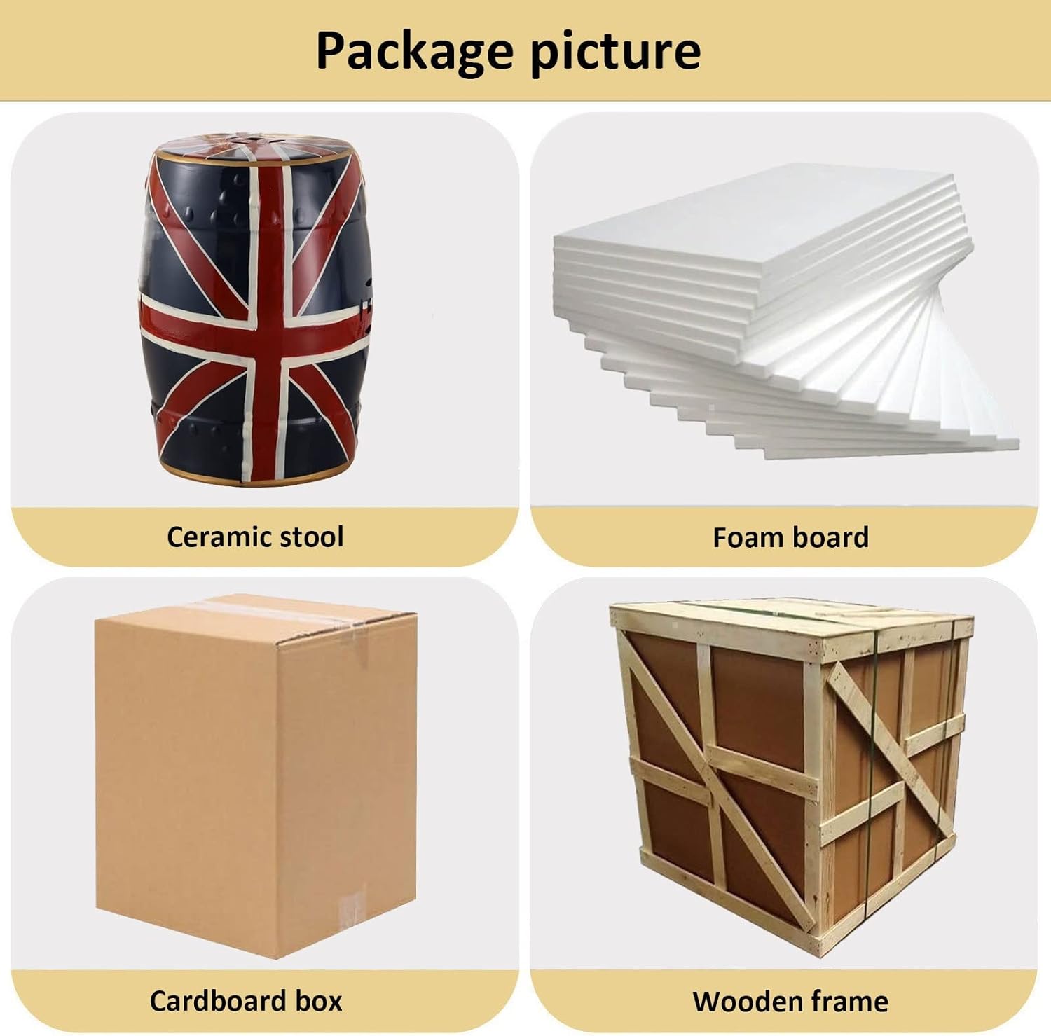 Drum Stool,Garden Stool, Decorative Ceramic Garden Stool, Glazed Hollow Beige Flag Shoe Changing Stool Drum Stool, Suitable for Outdoor Garden, Living Room, Terrace, Etc.(D)