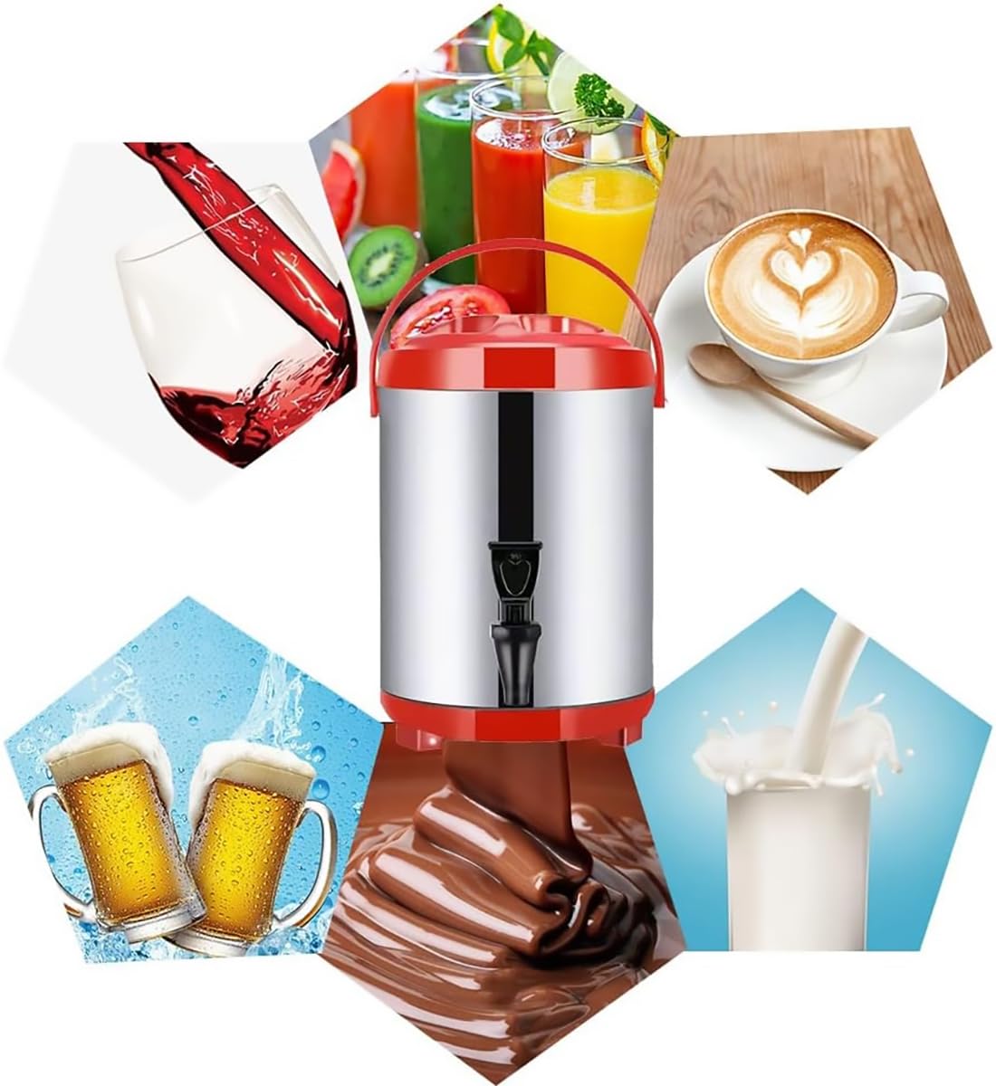 Dispensador de Bebidas aisladas, urna de Agua Caliente para Catering, dispensador de Bebidas Calientes de té de Acero Inoxidable con Grifo para café té Caliente, Leche fría, Jugo