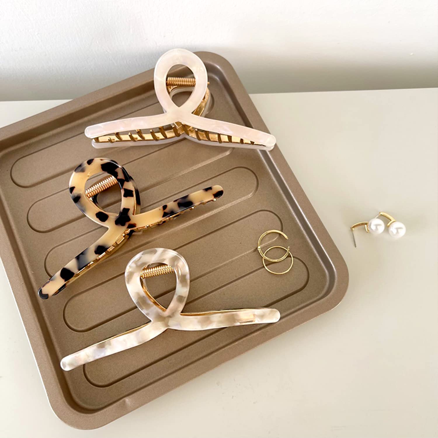 Big Butterfly Claw Hair Clips for Women - 4.5" Acetate & Metal Hair Accessories for Long, Thick Hair (3 Pcs) AcetateHairClip3