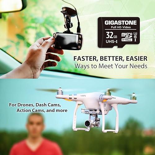 Miniatura 5 de GIGASTONE Tarjeta Micro SD de 32 GB, paquete de 2 unidades, video FHD, cámara de seguridad de vigilancia, cámara de acción Drone profesional, 90MBs