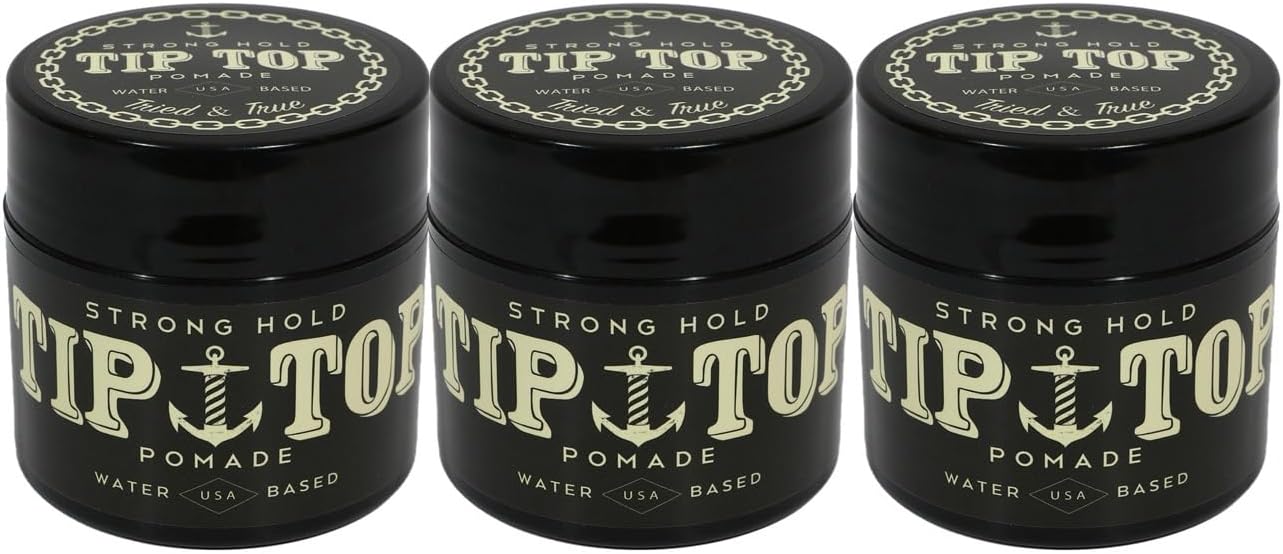 TIP TOP Strong Hold Water Based Pomade 4.25oz Pack of 3