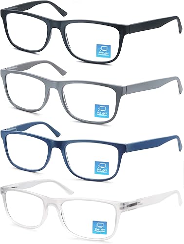 OLOMEE Lentes de lectura con bloqueo de luz azul para hombre, grandes, grandes, cuadrados, ajuste ancho, para hombres con cabeza grande, cara grande