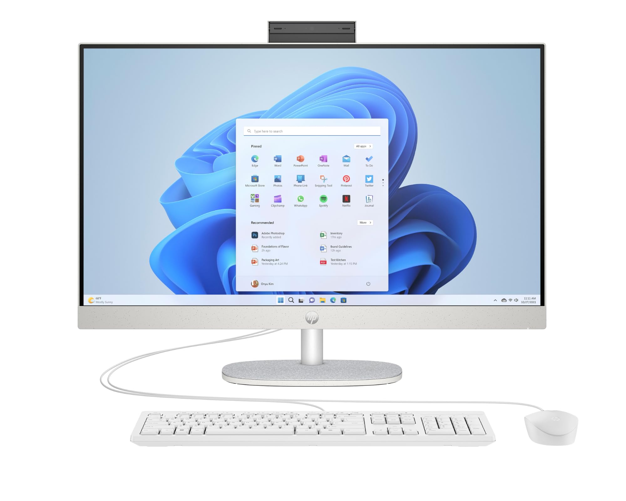 HP All-In-One 27-cr0600ng PC – 27 Zoll Full HD IPS Display, Ryzen 5 7520U, 8 GB RAM, 512 GB SSD, Recycling Kunststoff, Windows 11