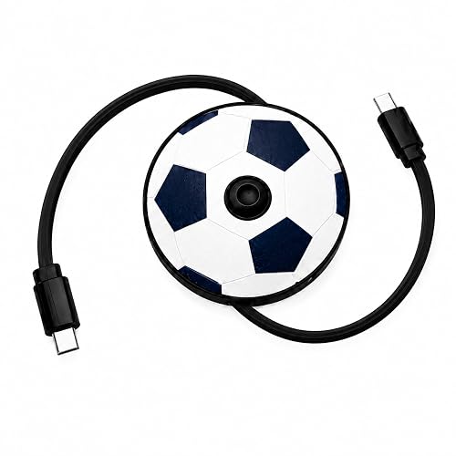 Retractable USB-C to USB-C Cable 132W Fast Charging Anti-Tangle Type C to Type C Cable,Soccer-Shaped Fun Spinner,Car Travel Essentials for iPhone 17/16/15,Galaxy S25/S24/S23,Pixel 9/8