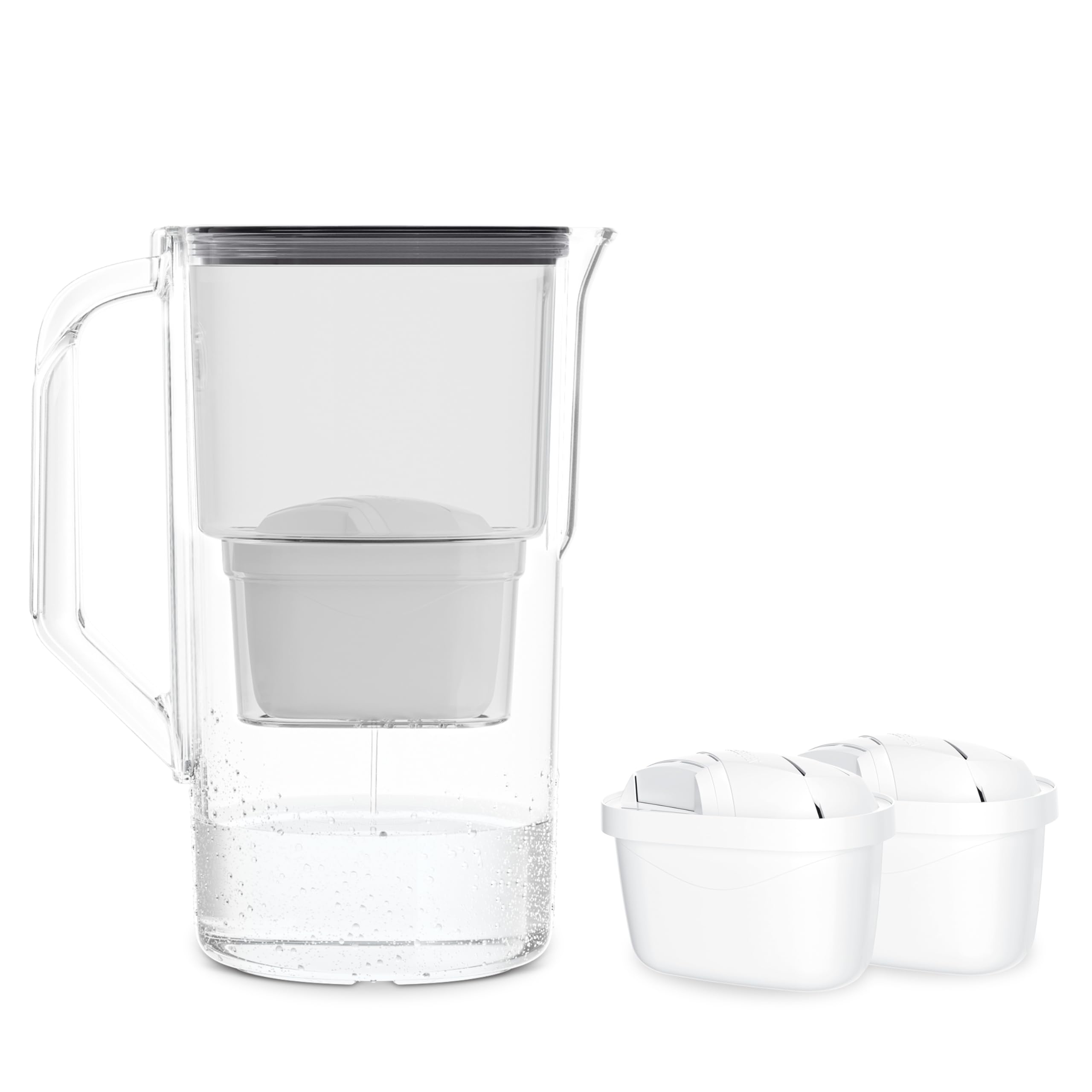 Wessper Aqua Max Basic Wody Filter 2,5 l Kompatybilny z Brita Maxtra, system filtracji wody redukujący wapień, chlor, z 2 wkładami filtrującymi wodę, czarny