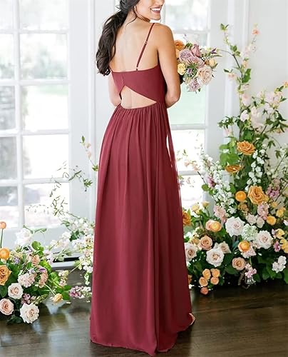 Miniatura 4 de Vestido formal de gasa con cuello en V para mujer, vestido formal hasta el suelo