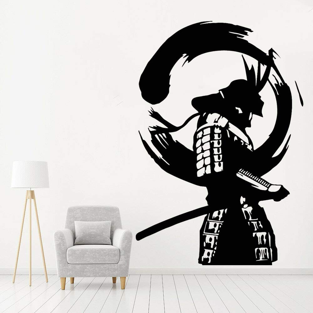 GADGETS WRAP Vinyl Japanese Warrior Enso Zen Circle Samurai Asian Self-Adhesive Wall Stickers (Multicolour)