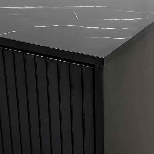 Miniatura 6 de Knocbel Moderna mesa consola de entrada de 4 puertas con estantes ajustables y parte superior de mármol sintético, entrada pasillo, vestíbulo,