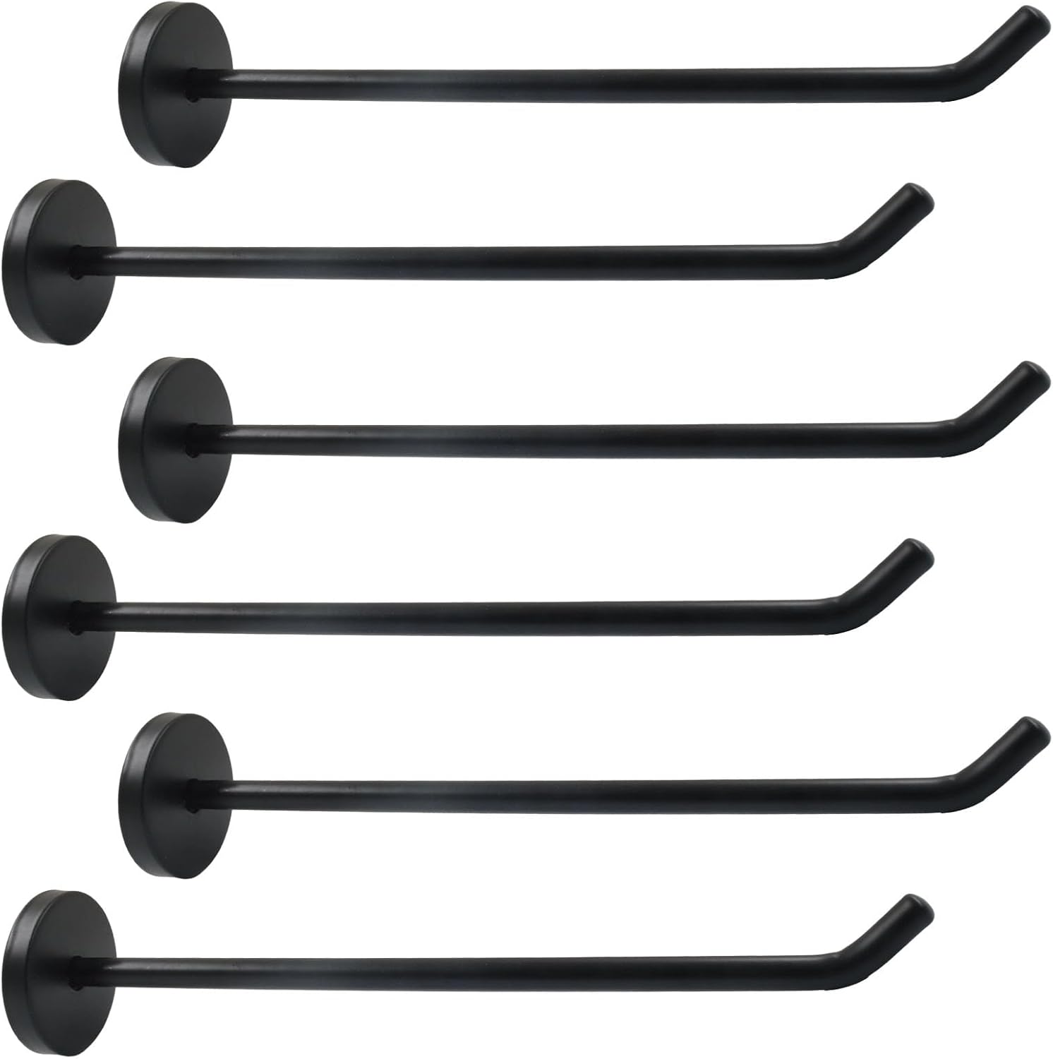 6 Pack 6 Inch Long Wall Hooks, Matte Black Stainless Steel