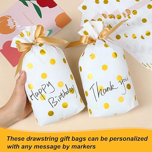 Miniatura 4 de HRX Package 50 bolsas de regalo, bolsas de regalo con cordón para dulces de Navidad, galletas, alimentos (5.8 x 9 x 2.4 pulgadas)