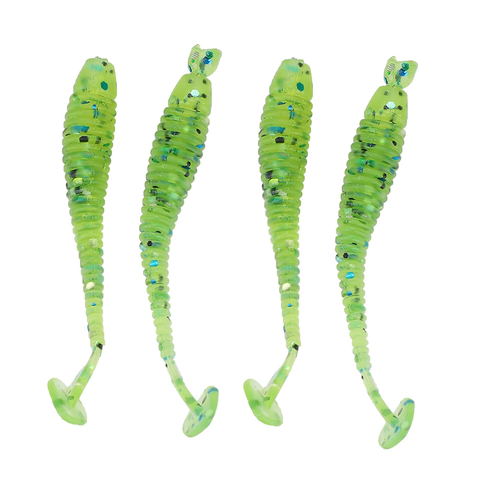 50PCS 5cm Señuelos de Pesca de plástico Blando Cebos de Larva de Cola en T Accesorios para Aparejos de Pesca para Pesca en Agua Dulce y Salada Acción de natación